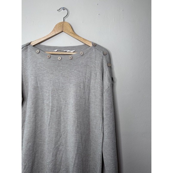 Soft Surroundings Womens Button Round Neck Grey Sweater Size Medium Casual - Picture 2 of 7